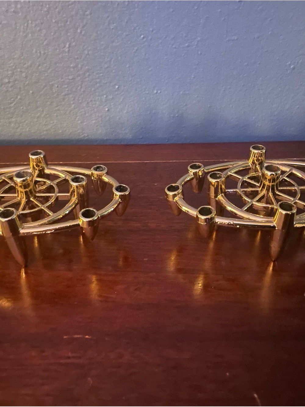 Lot of 2 MCM Brass-Finish Mini Taper Candle Holders-Colonial of Cape Cod